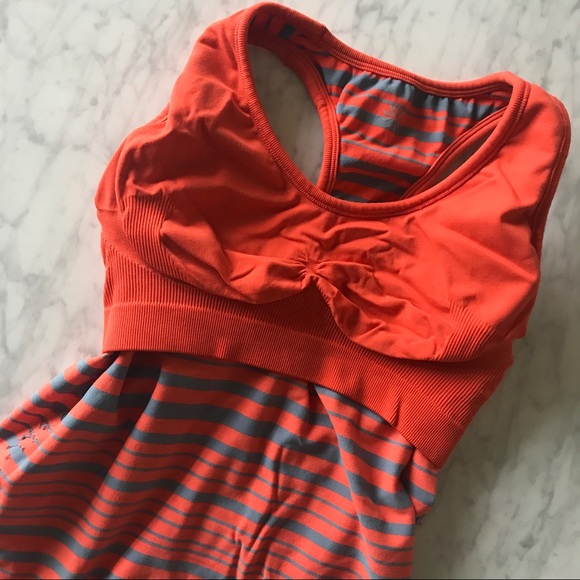 Athleta Racerback Striped Tank Top Orange Small - Picture 5 of 7